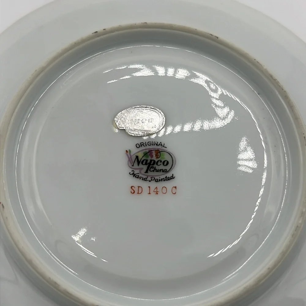 NAPCO CHINA ORIGINAL HAND PAINTED TEACUP SET PURPLE VIOLETS GOLD TRIM